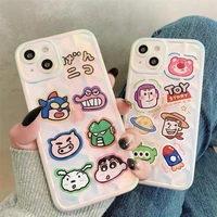 anime cartoon toy story colorful laser phone cases for iphone 13 12 11 pro max xr xs max x couple anti drop soft cover gift