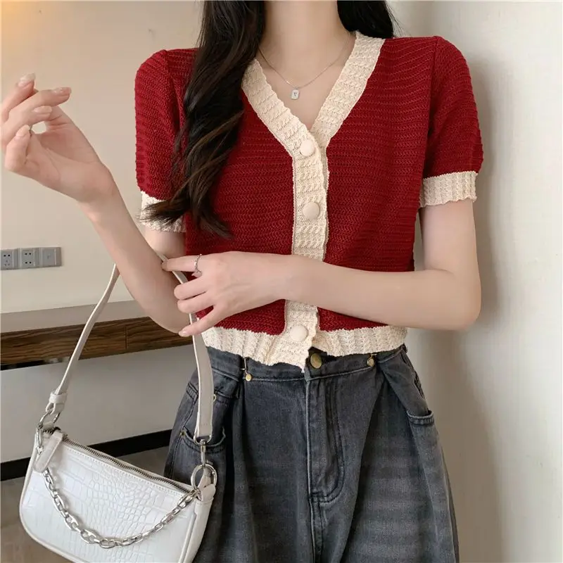 Кардиган с v-образным вырезом женский яркий цвет милый трикотаж для девочек