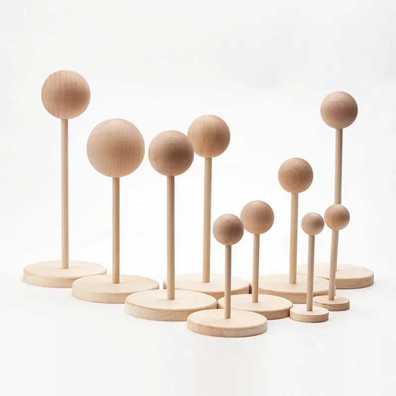 

Multi Size 1PC Toy Doll Wig Bracket Wooden Display Stand DIY Desktop Ornaments
