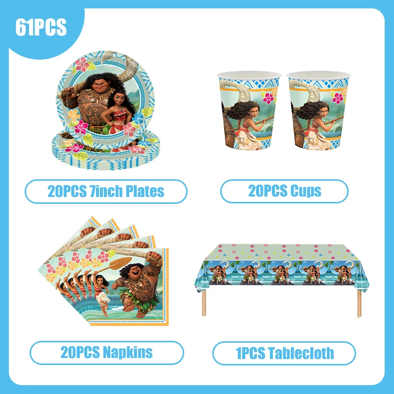 Disney Moana украшение на день рождения искусственная посуда набор чашки тарелки