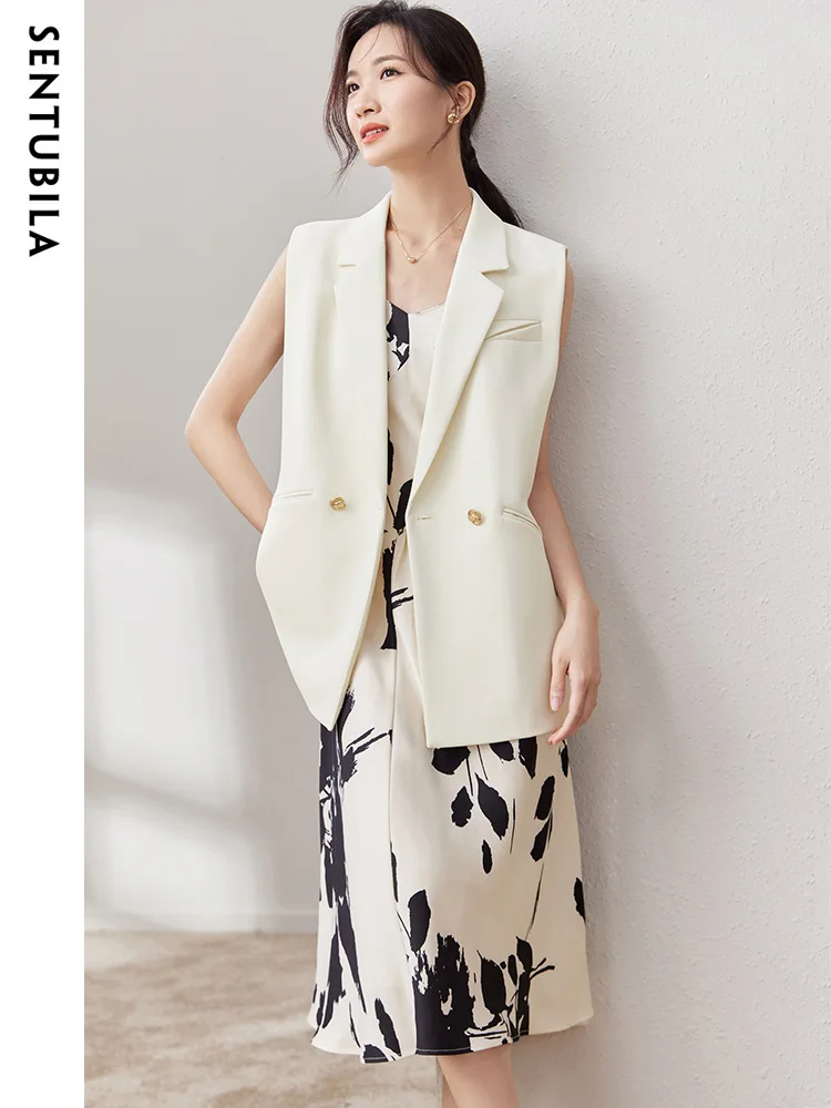 Женский блейзер без рукавов с прямым вырезом