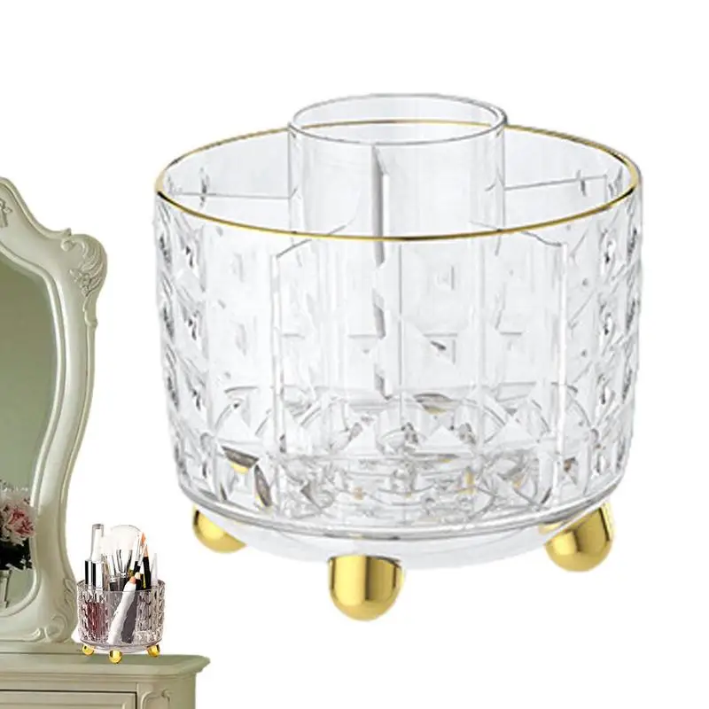 

Rotating Makeup Organizer Spinning Cosmetic Holder Rotating Desktop Cosmetic Desk Storage Container For Makeup Brushes Lipstick