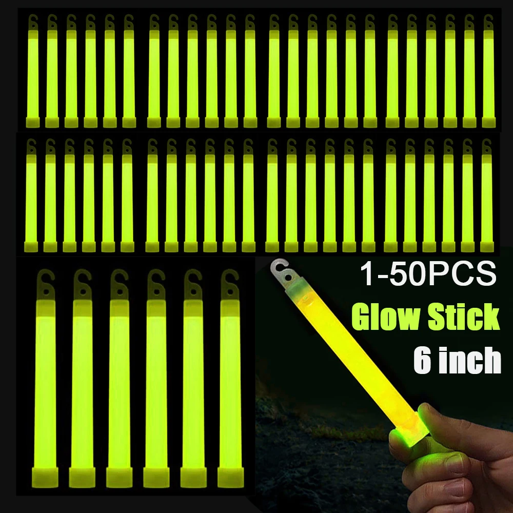 

Glow Sticks with Hook 6inch Fluorescence Light for Hiking Camping Outdoor Emergency Concert Wedding Birthday Party Light Sticks