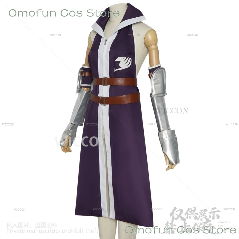 Аниме FAIRYY Cos TAIL Косплей Erza·Scarlet Костюм Парик Фиолетовое Платье Индивидуальная