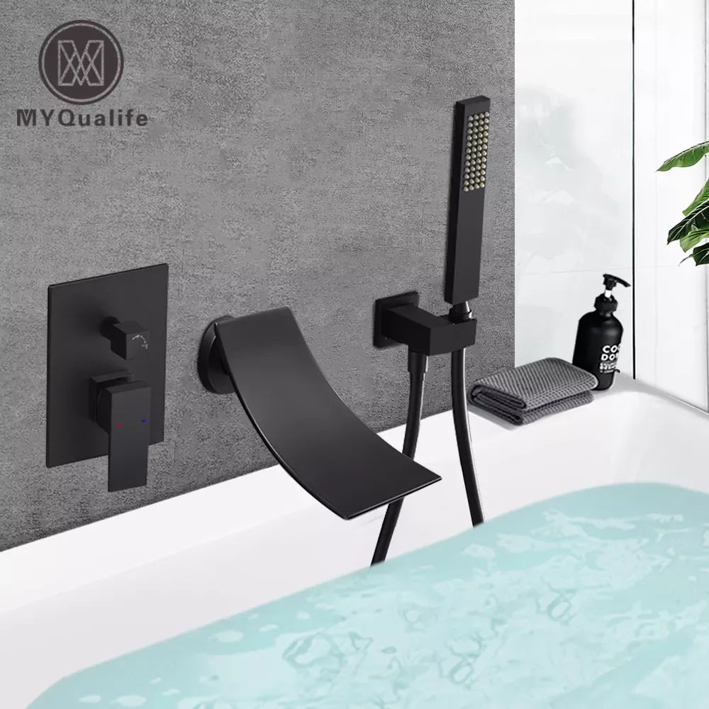 

Black Bathroom Faucet 2 Function Bathtub Facuet Wall Mounting Cold and Hot Shower Faucet