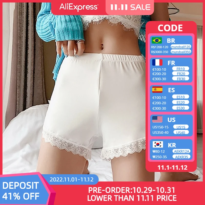 

Lace Seamless Safety Short Pants Summer Under Skirt Shorts Breathable Short High Waist Stretch Shorts Tights Underwear