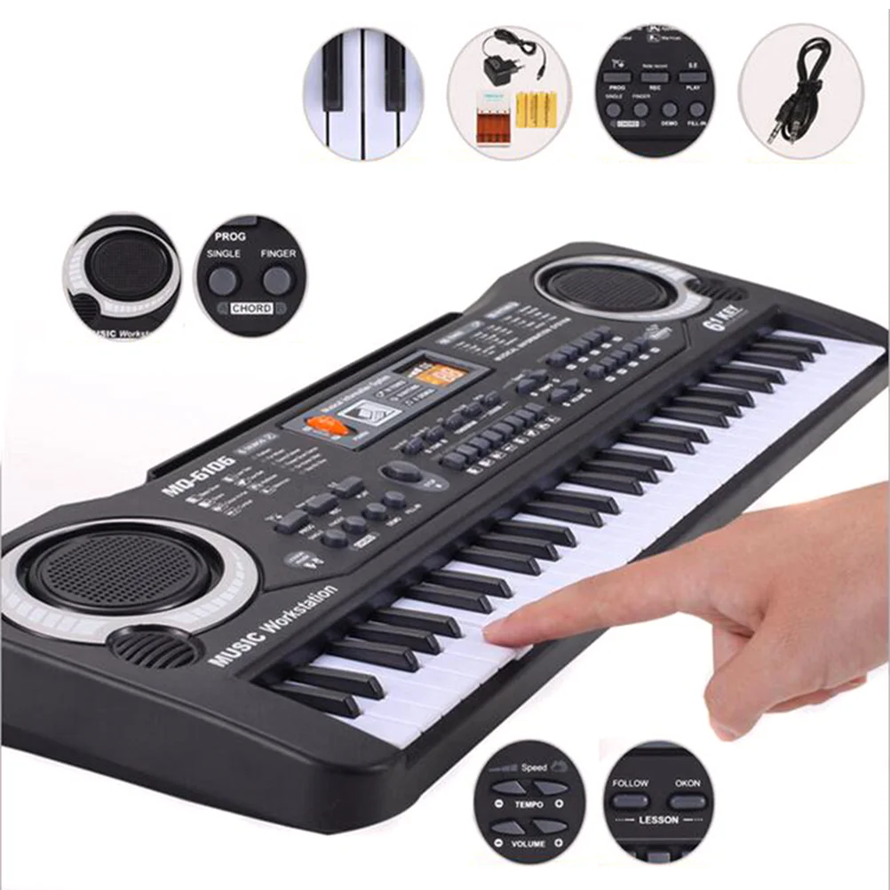 

Electronic Organ Multifunction Keyboards Kids Piano 61 Keys Microphone Child Toy