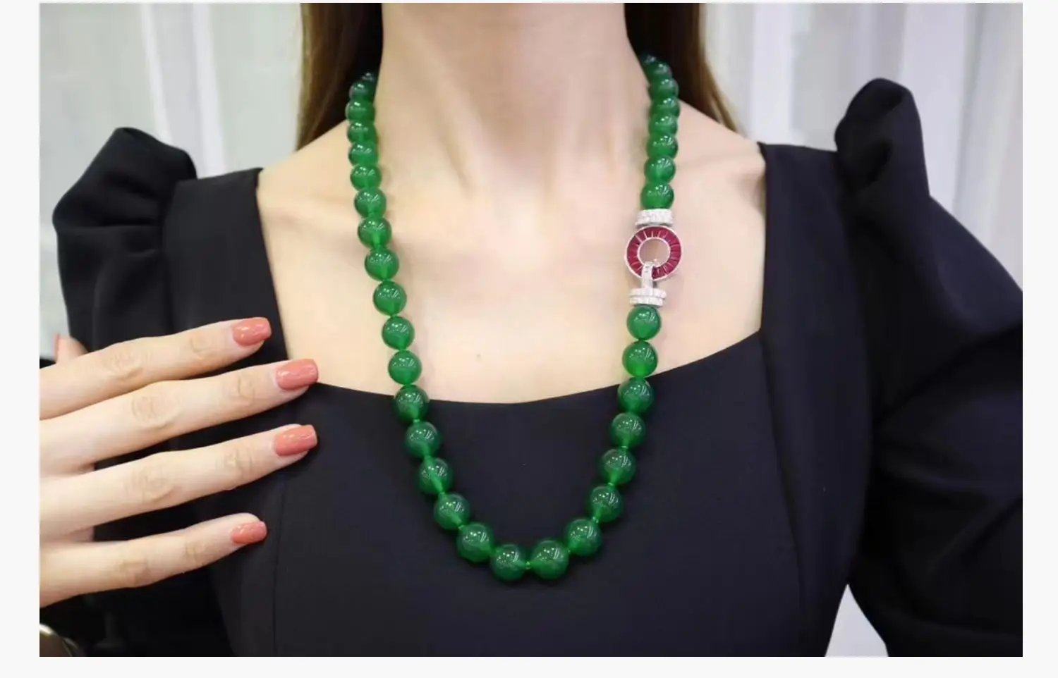 

20'' Green Agate Natural Bracelet And Necklace Set For Women Lady Gift