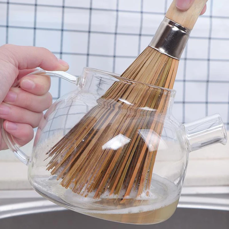 

Wooden Handle Bamboo Brush Long Handle Design Dual-use Cleaning Supplies Not afraid of cold water to remove oil obviously