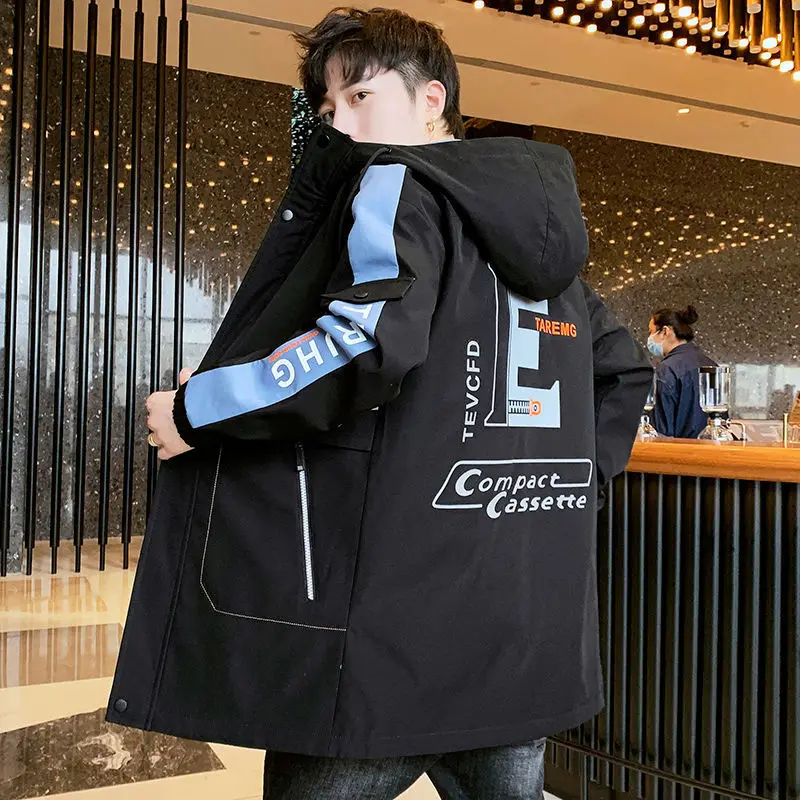 Men's cotton jacket winter new cotton jacket plush thick jacket jacket men's medium long men's windbreaker Korean casual men's