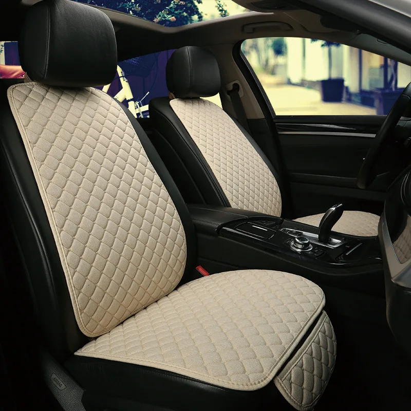 

Linen Car Seat Cover Protector Summer Front or Rear Seat Back Cushion Cushion Backrest Universal Car Interior