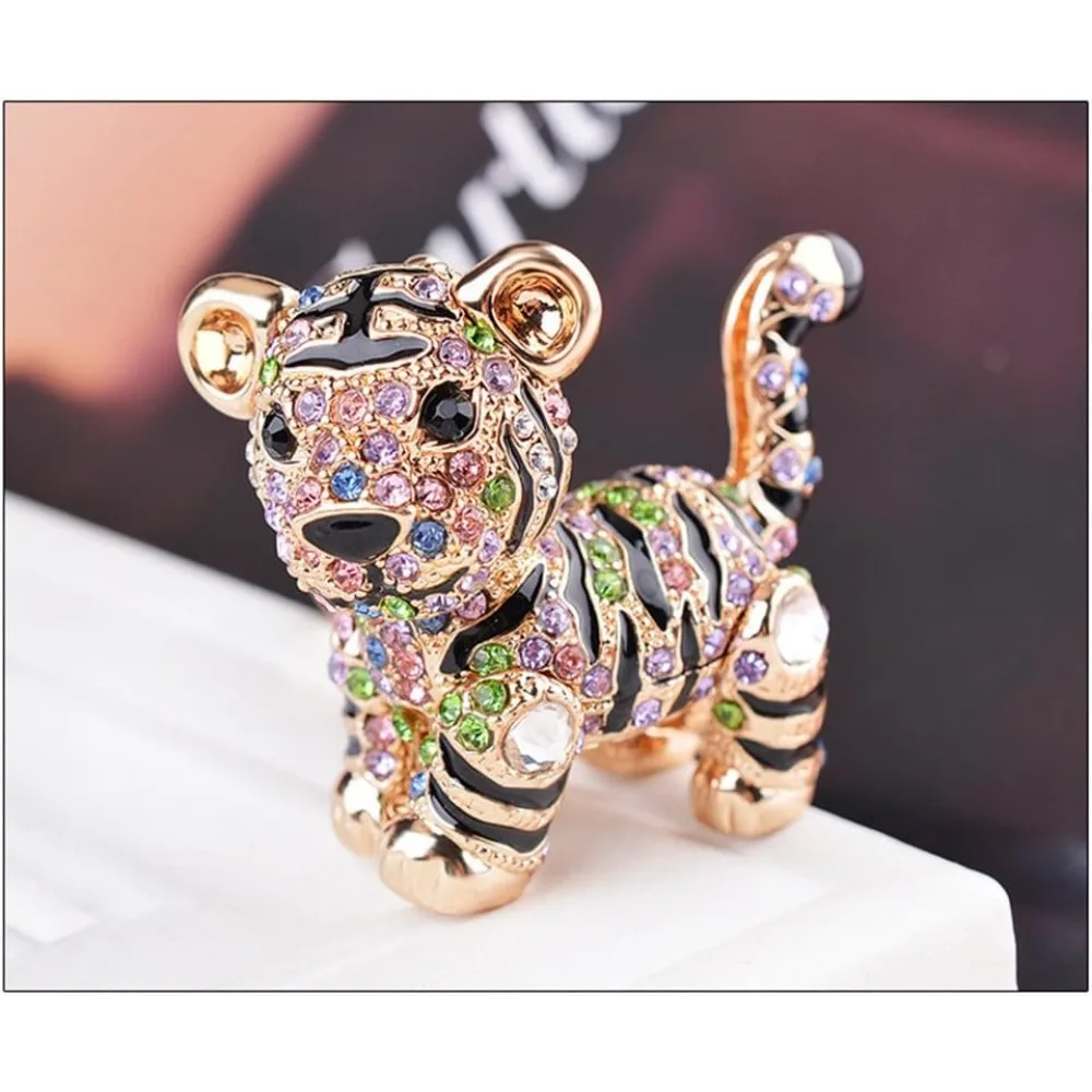 Брелок для ключей милый тигр Металлические Блестящие кристаллы брелок подвеска