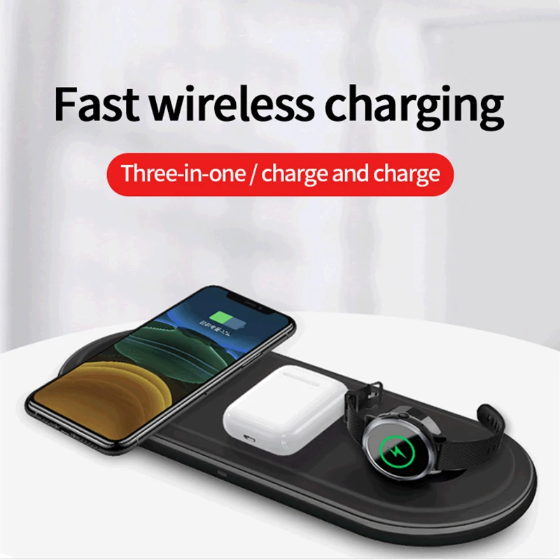 

3 in 1 wireless chargers Stand For iPhone 12 13 11 Apple Watch 7 6 Foldable Charging Dock Station for Airpods Pro iWatch series