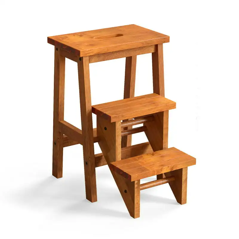 

3 In 1 Folding Ladder 3 Tier Step Stool 24'' Storage Shelf Multi-function Coffee