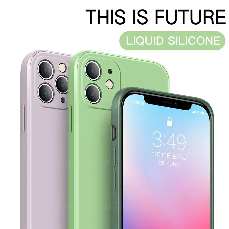 Фото Защитный мягкий чехол для iPhone 16, 15, 14, 13, 11, 12 Pro Max Mini X XS XR 7 8 Plus SE 2020, официальный чехол из жидкого силикона №2