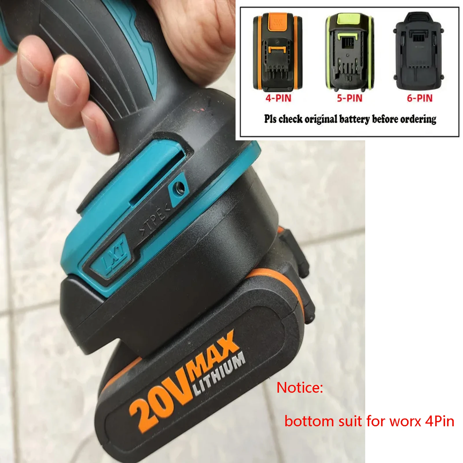 

Адаптер Worx 20V max для Makita 18V