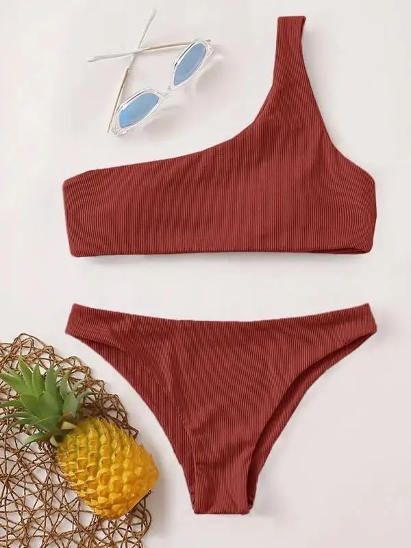

2022 New Stripe Bikini Strap Split Sexy Beach Neck Hanging Women's Swimsuit