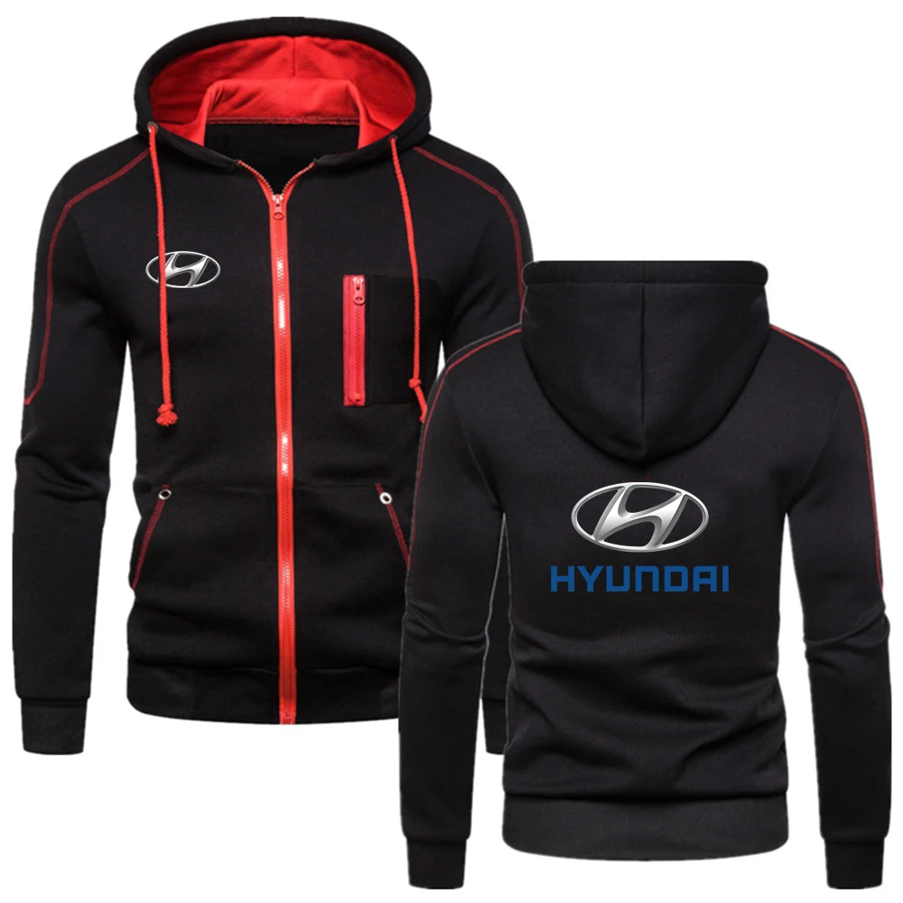 

Хит продаж 2022, брендовые толстовки Hyundai с капюшоном на молнии, однотонная спортивная одежда в стиле колледжа, повседневные пальто в стиле хи...