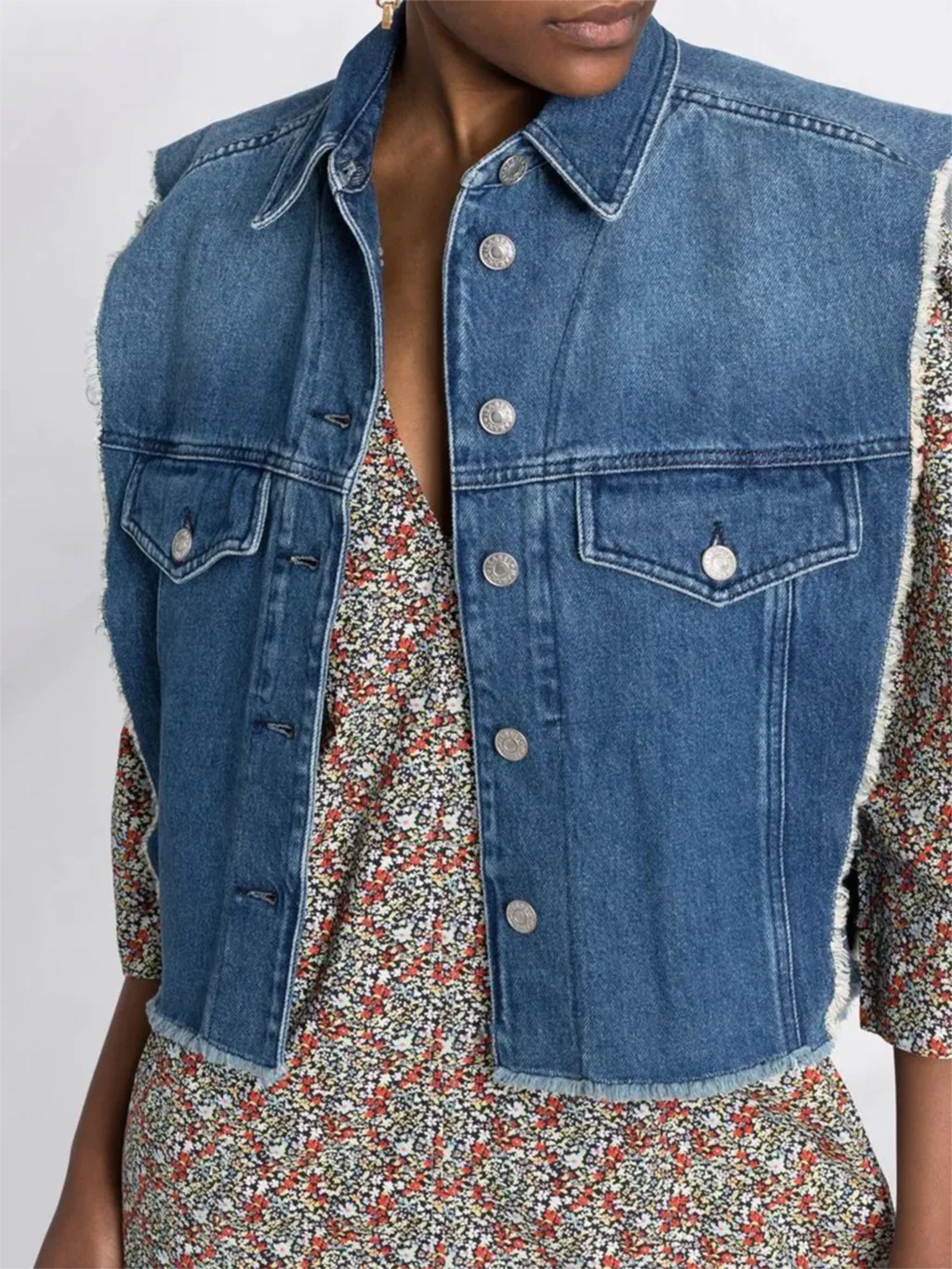 

Buttons Jackets Woman Spring Turn Down Collar Sleeveless Cotton Tank Top Coat Femme Casual Vintage Outerwears 2022