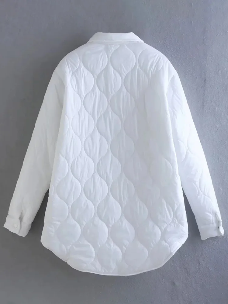 Contrast Color Pocket Quilted Cotton Padded Coat Women's Parkas Autumn Winter Lapel Single Breasted Thickened Warm Coat Outwear