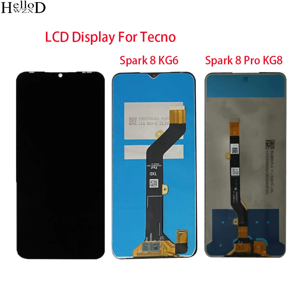 

For Tecno Spark 8 KG6 LCD Display Touch Screen Digitizer Assembly For Tecno Spark 8 Pro KG8 LCD Replacement Parts