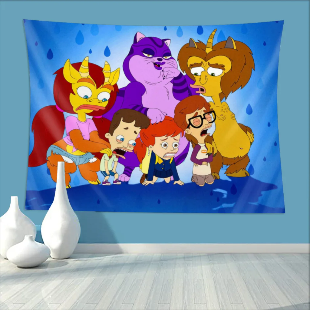 

Scared to Death Bedroom Tapestry Big Mouth Steve Anime Background Hanging Covering Room Arts Decor Aesthetic Beach Mat