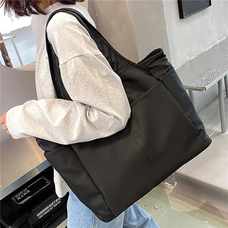 

2023 Casual Tote Bag Simple All-Match Sports Bags High Quality Solid Large Capacity Handbags Travel Nylon Shoulder Bag Femme