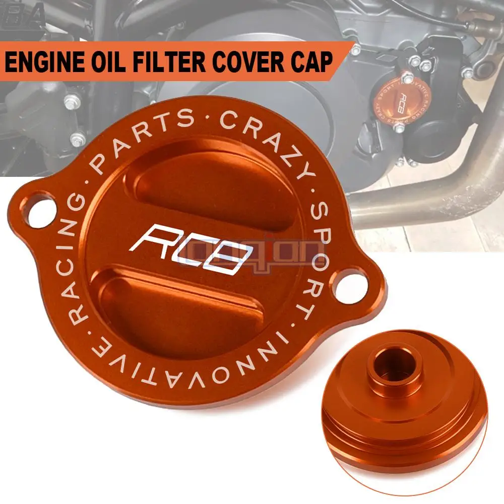 

RC8 LOGO Motorcycle Aluminum Refit Engine Oil Filter Cover Cap Engine Tank Covers Oil Cap For 1190 RC 8 2010 1190 RC8-R Akrapov