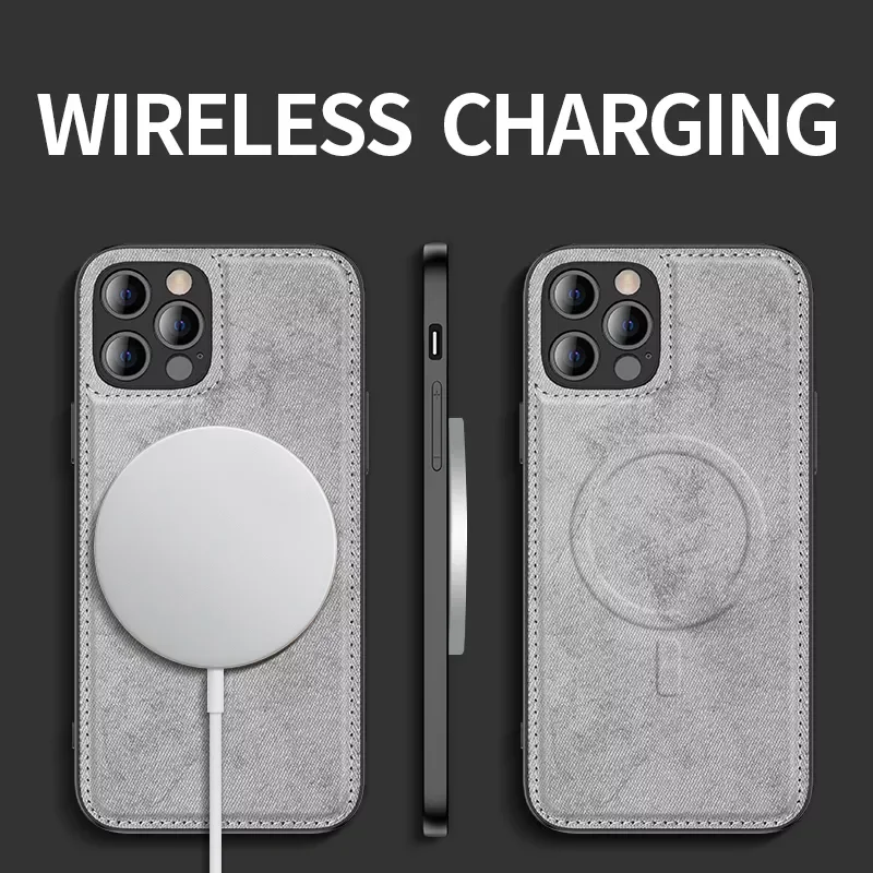 

Square Shockproof Silicone Soft Magsafe Wireless Charging Cloth Phone Case For iPhone 12 11 Pro Max Mini Back Cover Fundas Coque