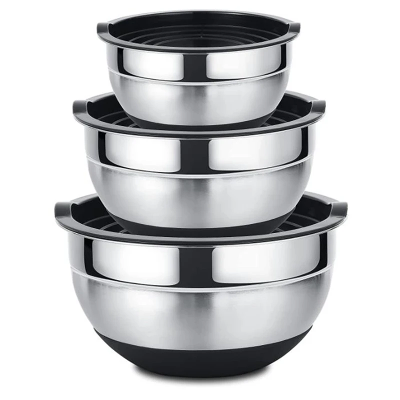 

Stainless Steel Mixing Bowls Salad Bowl Non-Slip Stackable Serving Bowl With Airtight Lids For Kitchen Cooking Baking,Et