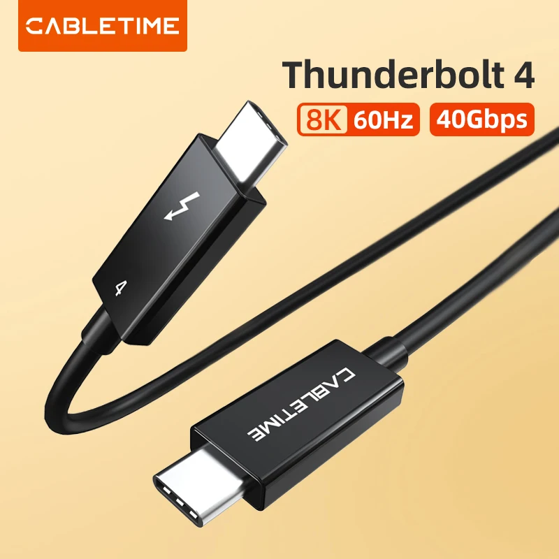 CABLETIME Thunderbolt 4 USB C Cable Certified 8K 60Hz HDR PD100W 40Gbps Compatible USB 4 for Macbook Dell Laptop Type C C422