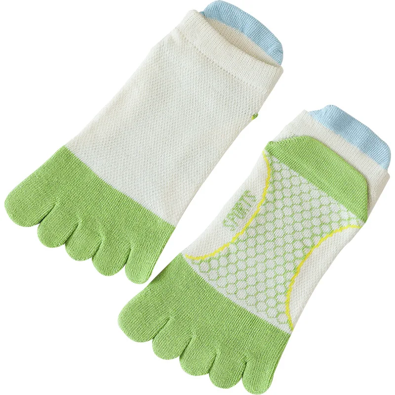 5 Pairs Children Sport Socks with Toes Baby Boys Girls Kids Pure Cotton Mesh Breathable Five Finger Short Tube Heel Guard Socks