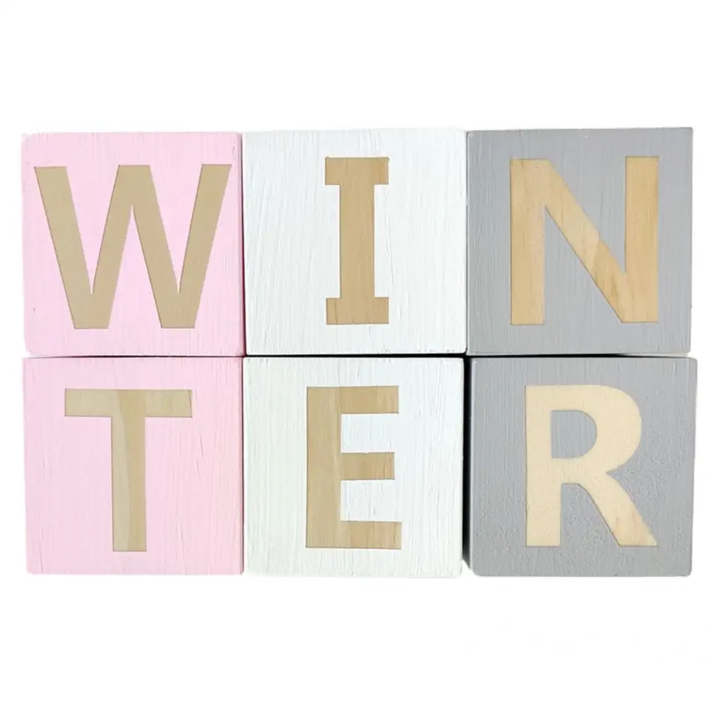 

Colorful 6Pcs/Set Faddish Portable Letter Wooden Blocks Square Wood Blocks Anti-wear for Nursery
