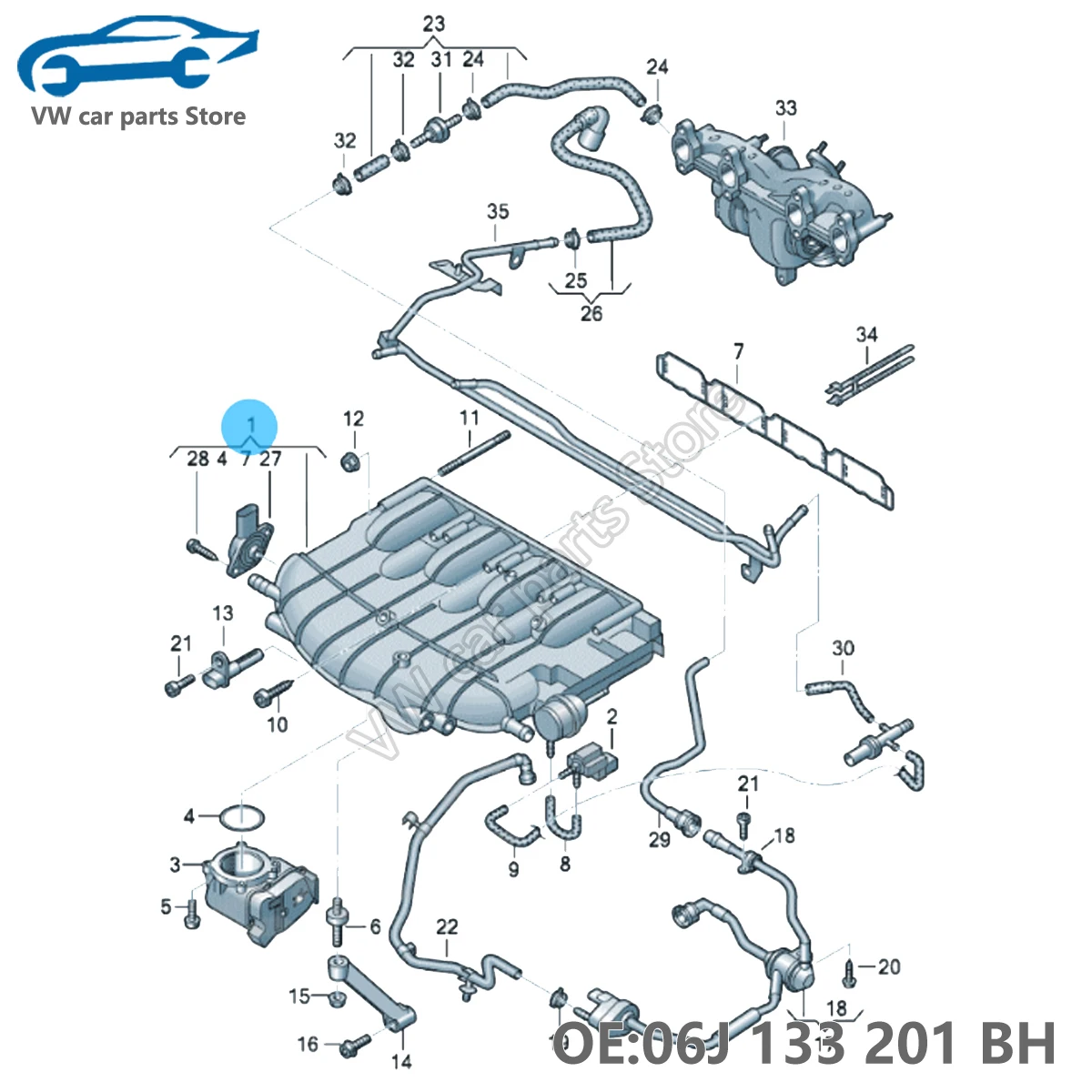 LM1031 06J 133201 Коллектор двигателя BH для A3 Q3 Beetle Eos Jetta Golf Passat B6 1.8T/2.0TSI 133 201 G AR