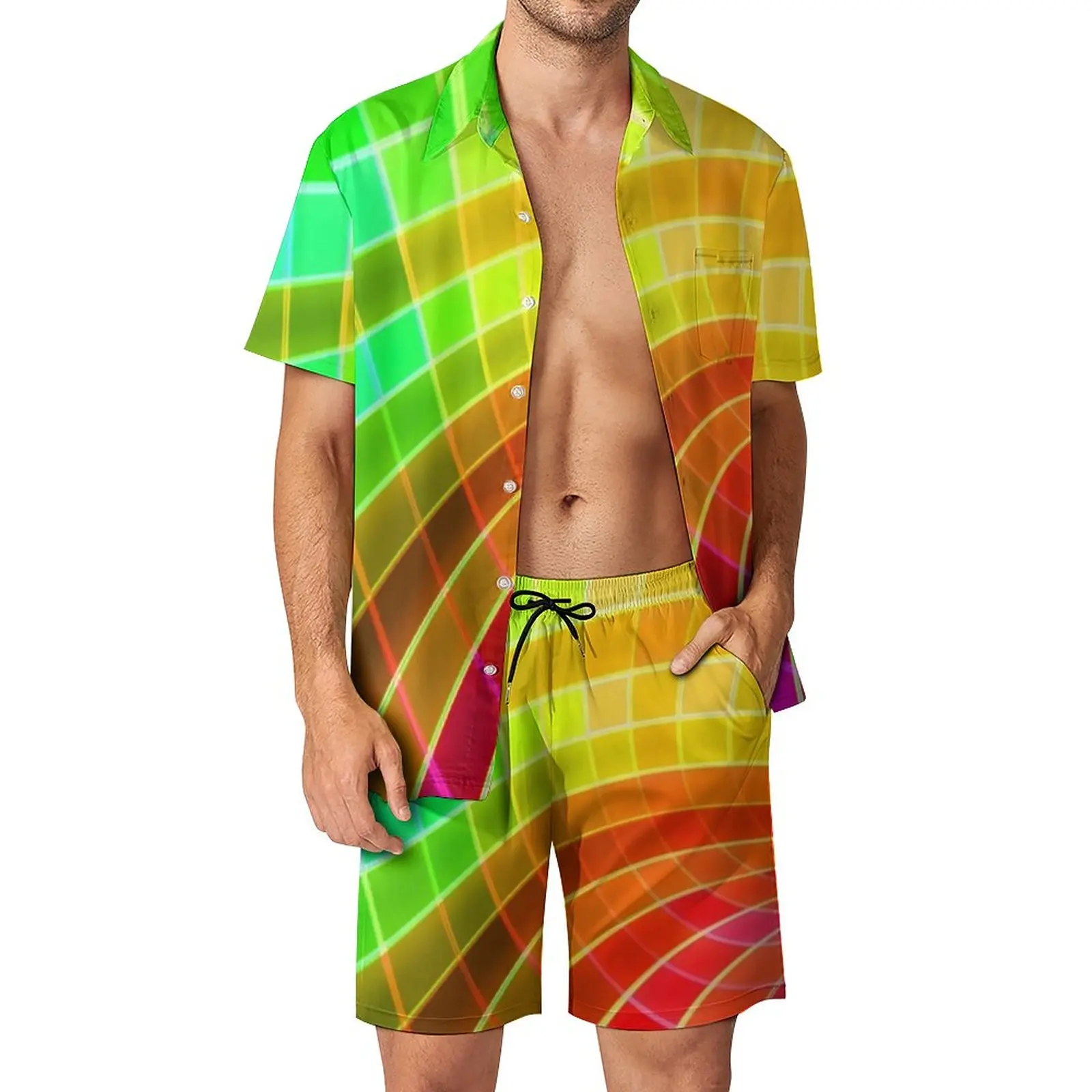 

Мужской комплект из шорт и рубашки, с коротким рукавом