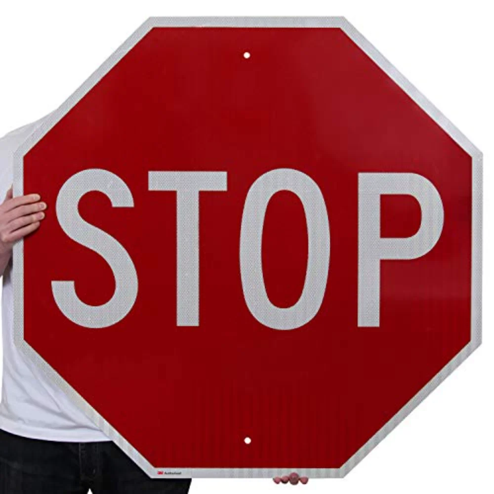 

SmartSign - X-R1-1-DG-STOP-36-M1 «STOP», мультфильм | 36 дюймов x 36 дюймов, Алмазный класс, отражающий алюминий, белый на красном