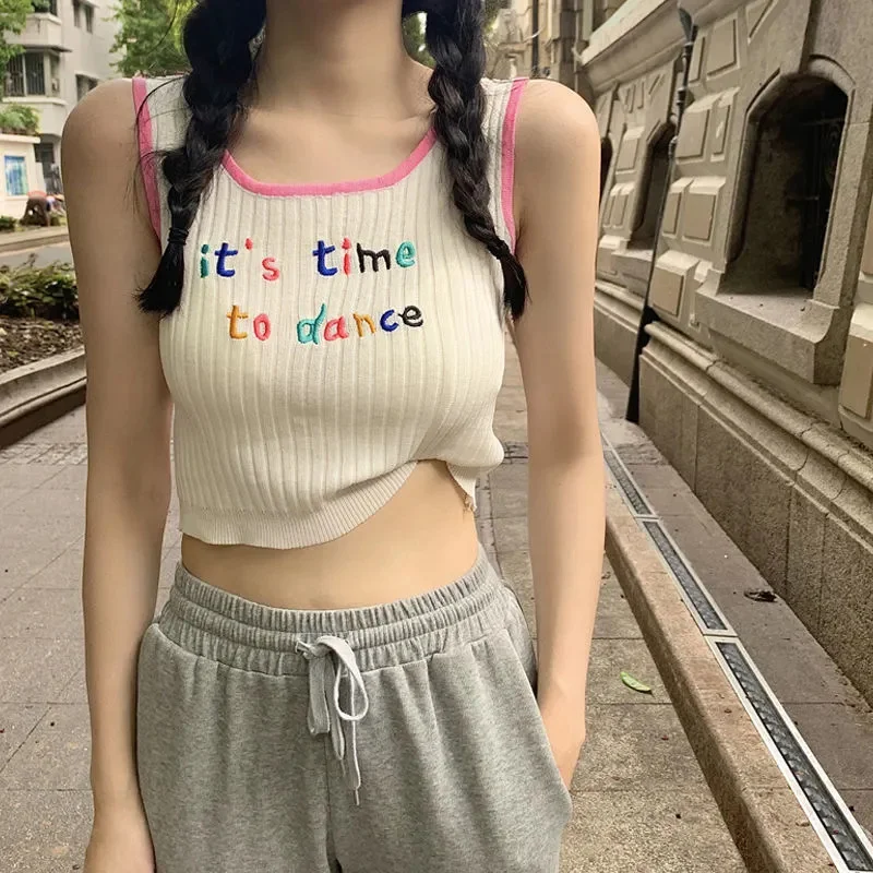 

Летнее трикотажное нижнее белье, небольшие подтяжки, нишевой дизайн для девушек, чувство студентов, нижнее белье, кроп-топы с внутренним низом