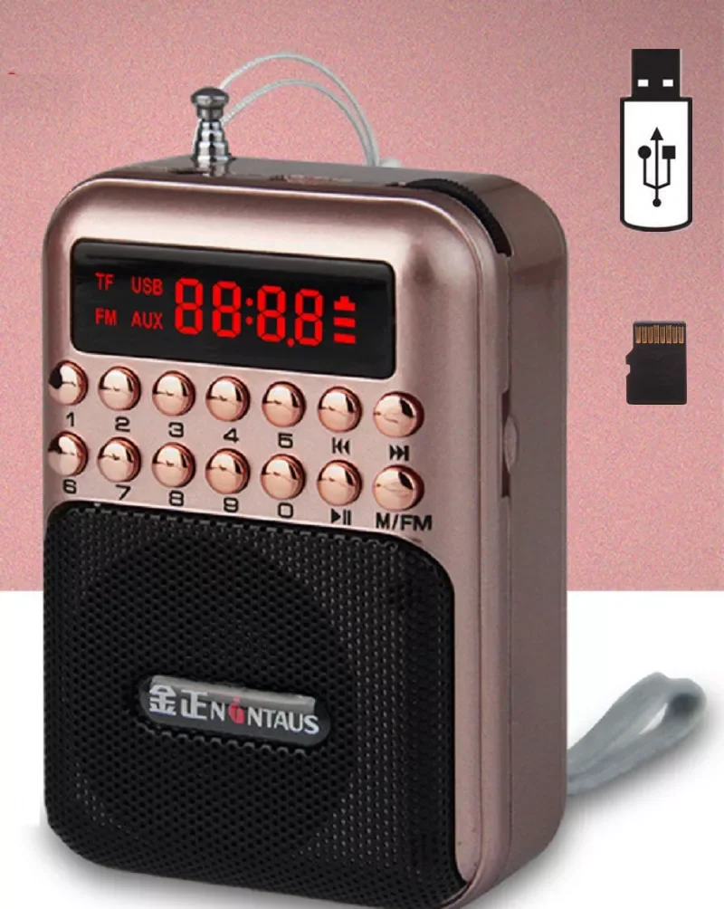 

Pocket Radio FM Radio Mini Portable Rechargeable Radio Receiver Speaker Support USB TF Card Music MP3 Player