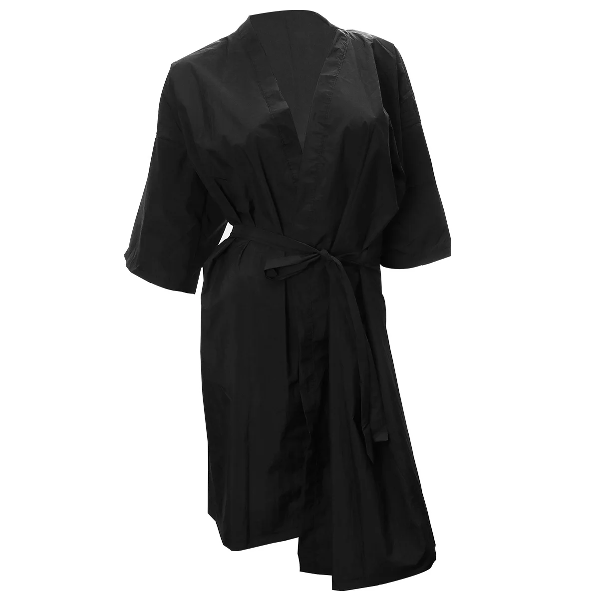 

Guest Robe Bathrobe Hairdressing Clothes Beauty Center Costume SPA Work Coats Men Button Simple Man Black Cloak