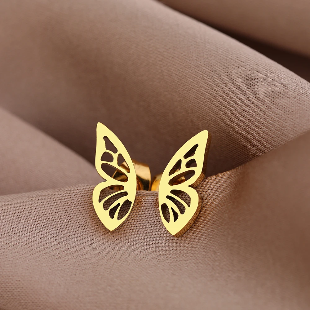 

Stainless Steel Earrings 2022 Trend New Delicate Symmetrical Butterfly Charms Fashion Stud Earrings For Women Jewelry Party Gift