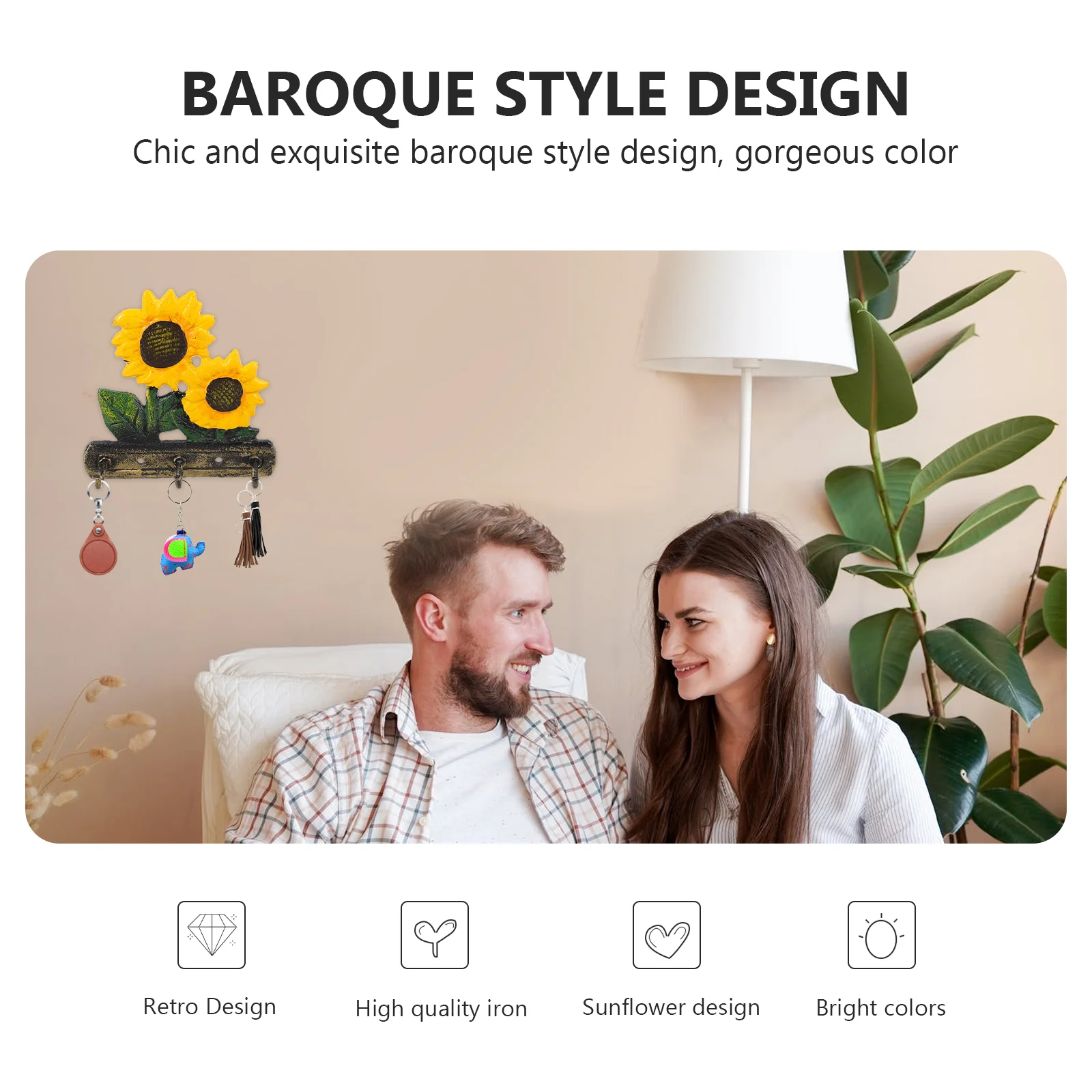 Крючок подсолнуха брелок для передней двери вешалка кольцо сумка из кованого