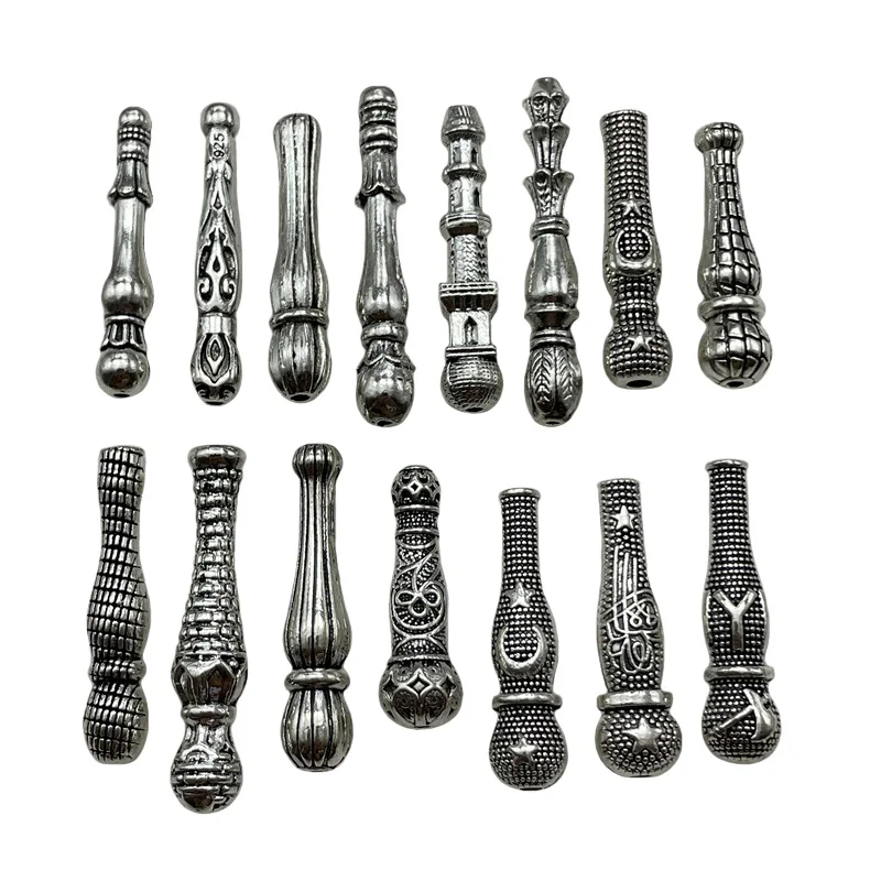 10pcs rod-shaped rosary pendant connector for jewelry making DIY handmade prayer beads bracelet necklace metal tassel accessorie images - 6