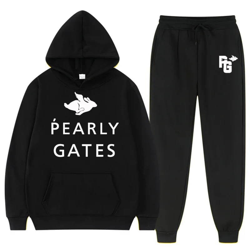 Pearly Gates Brand Men's Brand Clothing Sweat Suit Autumn Winter Sets Hoodie+Pants Two Pieces Casual Tracksuit Male Sportswear