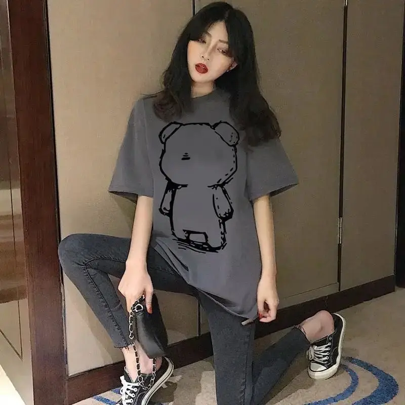 

Женская хлопковая футболка с коротким рукавом, Новинка лета 100%, свободная Корейская версия, модный сетчатый красный топ с коротким рукавом ...