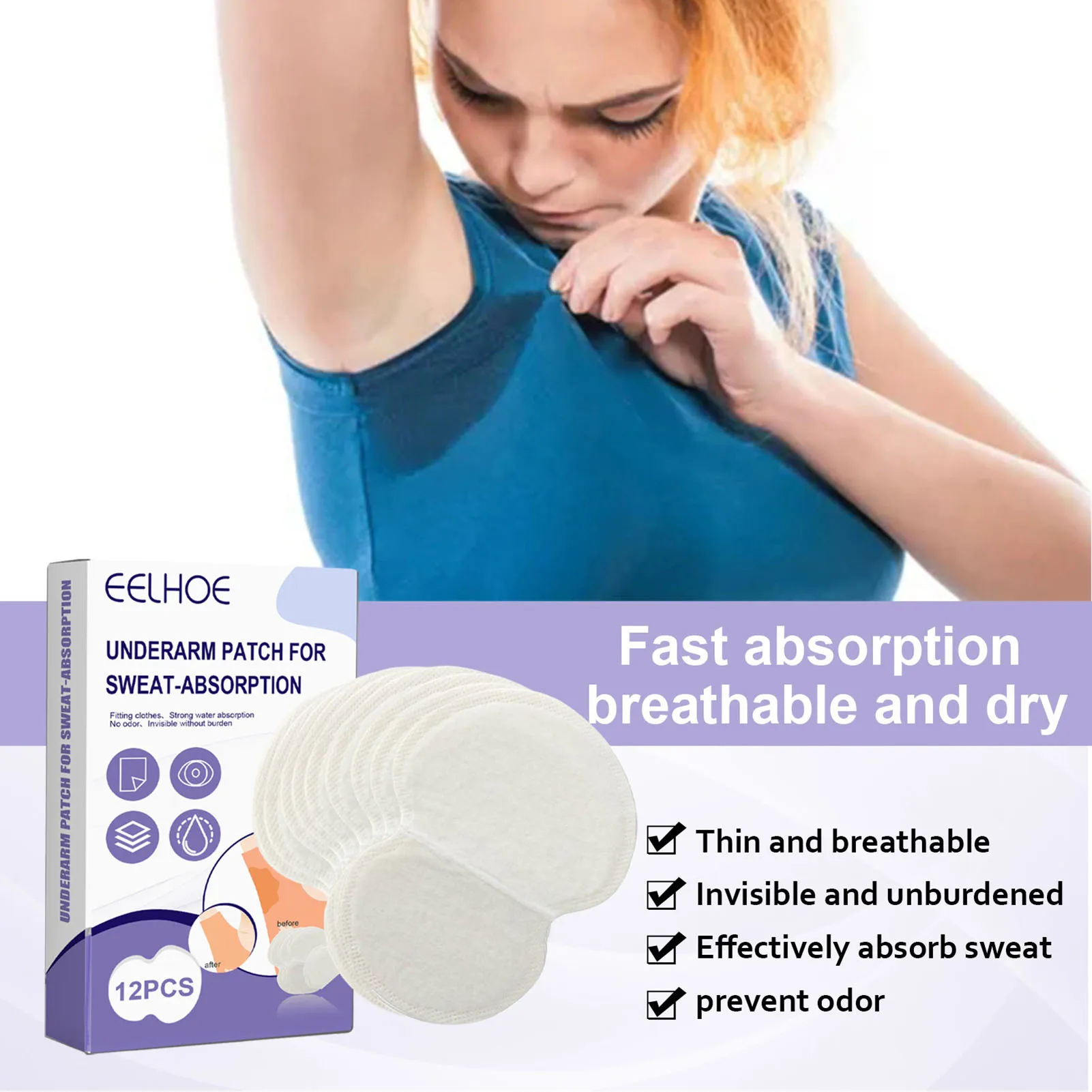 

High Quality Underarm Sweat Pads Disposable Control Sweating Shirt Sweat Armpit Protection Absorbent Odour Blocker Pads