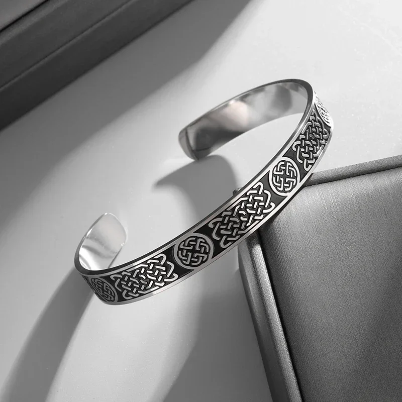 Скандинавский кельтский узел Открытый браслет из нержавеющей стали удачный