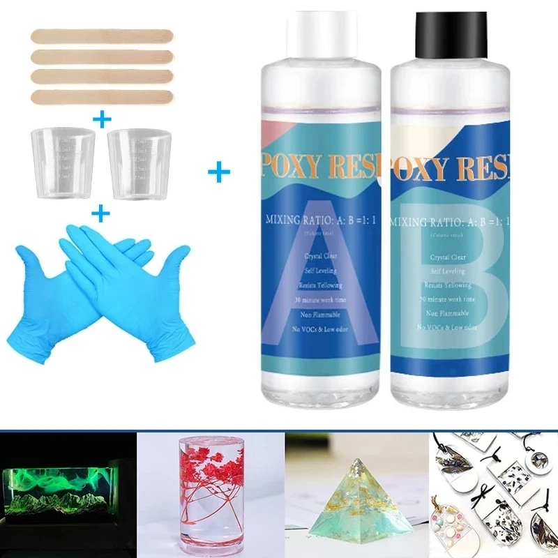 Epoxy Resin Kit Crystal Clear Hardener Kit Easy Mix Diy Supplies For Art Casting Resin Jewelry Projects Adhesives & Sealer Vc