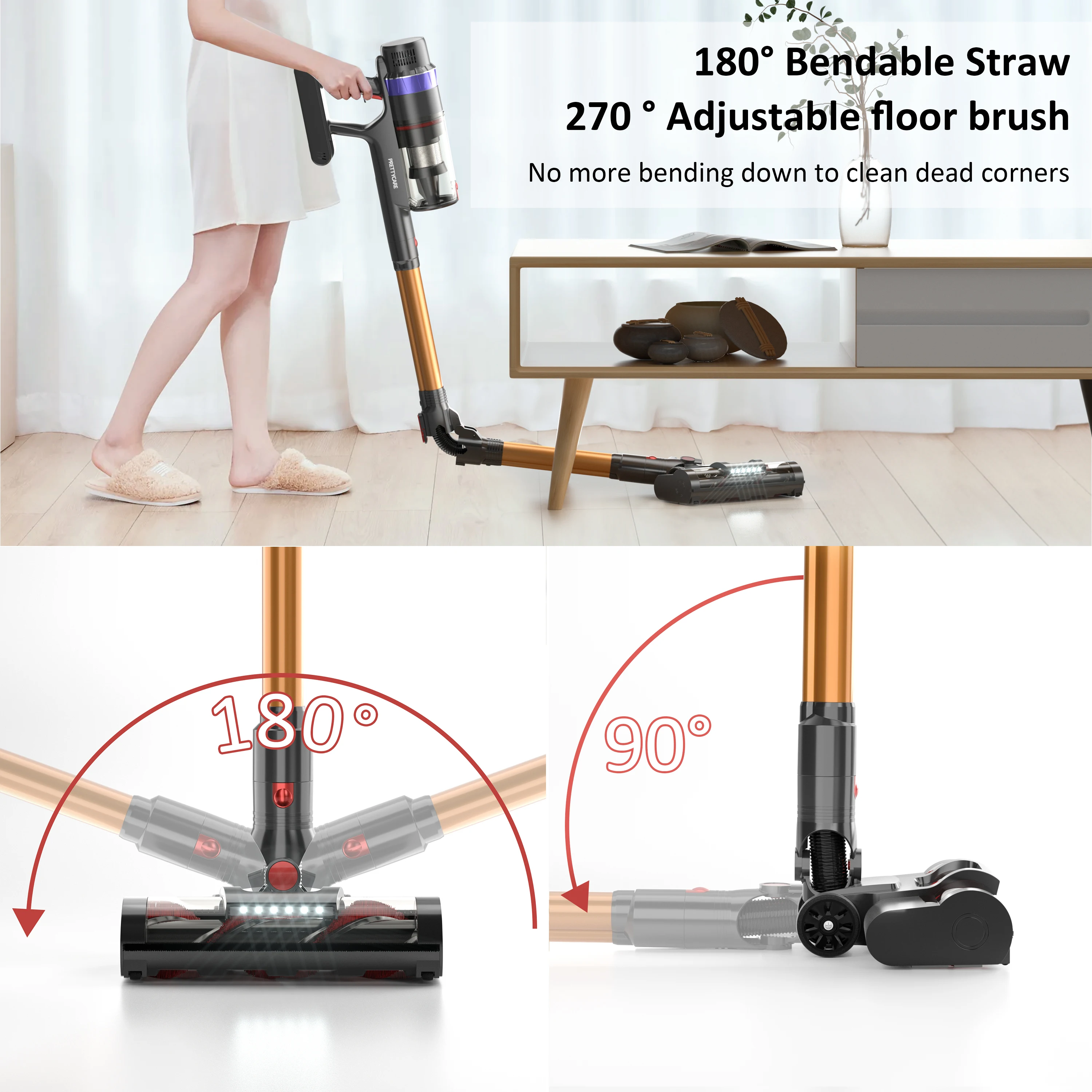 Беспроводной пылесос PRETTYCARE V3 умный сенсорный дисплей 530 Вт 38000 Па всасывание