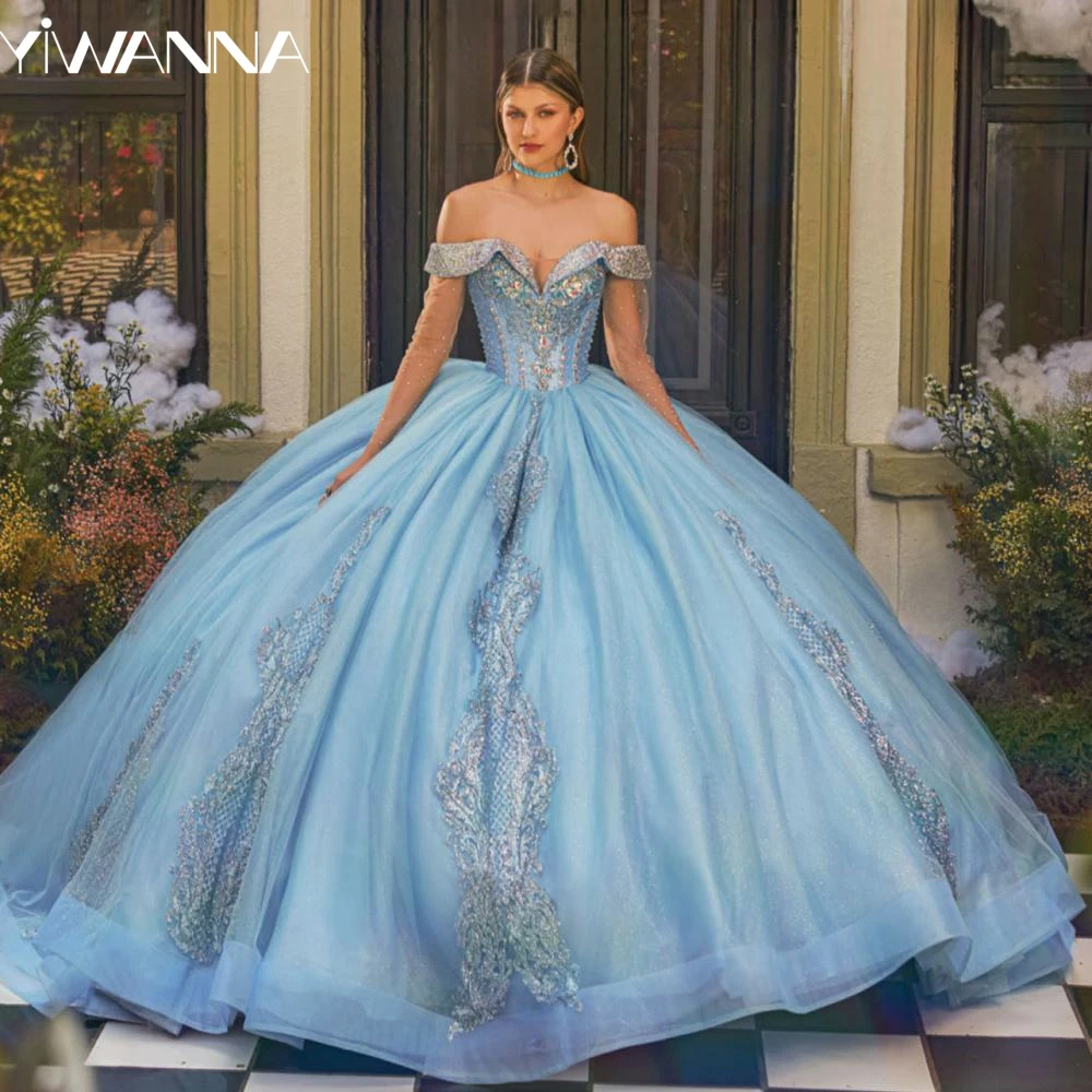 Блестящие бусины кристаллы Quinceanrra платья для выпускного вечера очаровательное