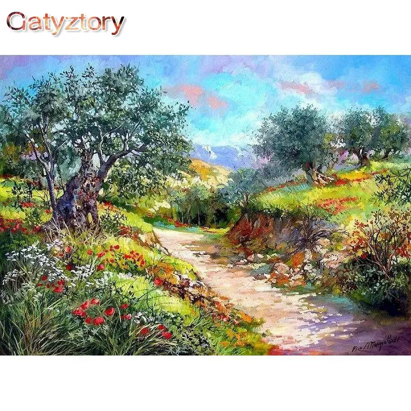 

GATYZTORY DIY Painting By Numbers HandPainted Oil Painting Flower Bush Picture Paint Drawing On Canvas Home Decoration Unique Gi